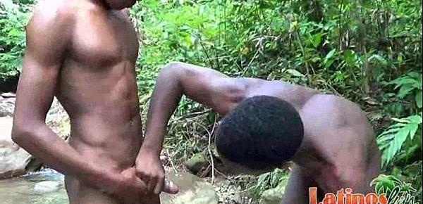  Frolicking Latin twinks strip naked in the woods